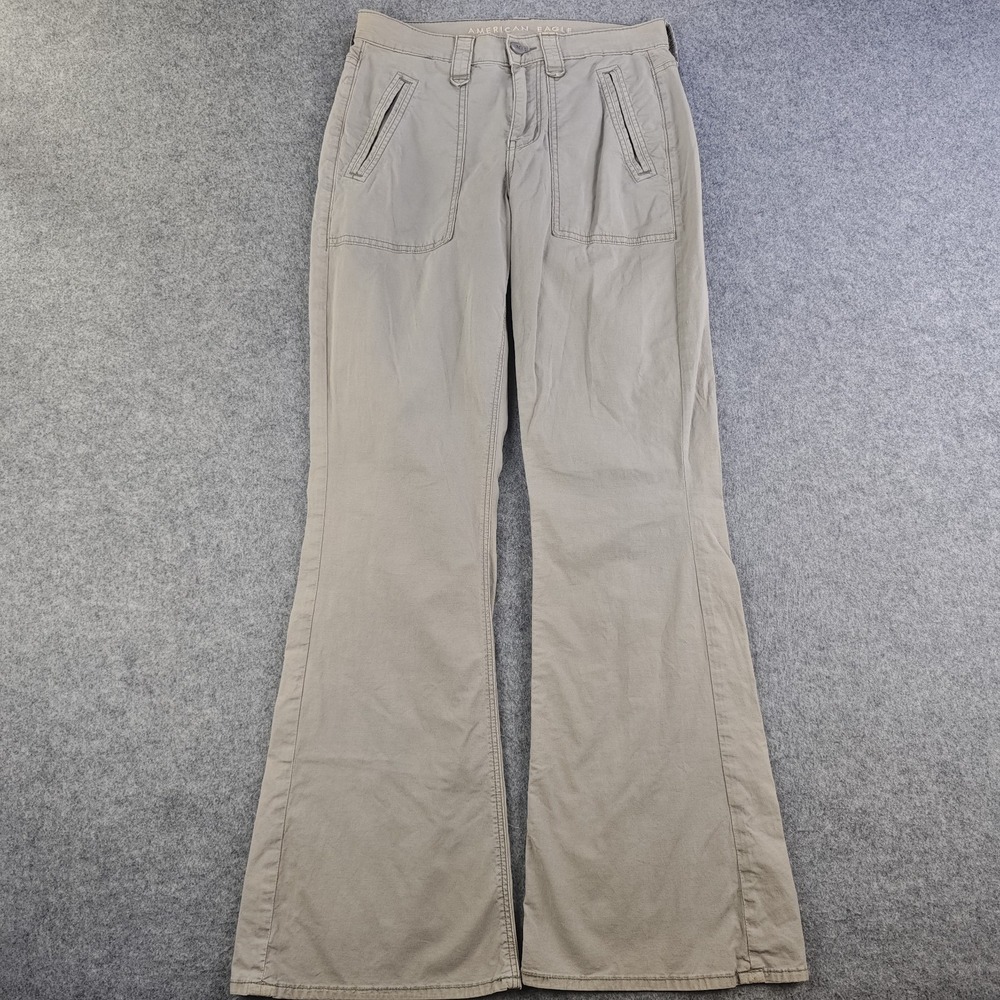 American Eagle Flare Pants Women's 2 Regular Gray Mid Rise Stretch 28x30